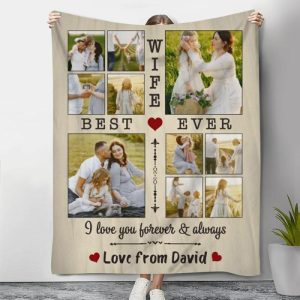 Blankets |   Personalized Picture Blanket With Red Heart Pattern Creative Gift For Wife "I Love You Forever & Always" Blankets Blankets