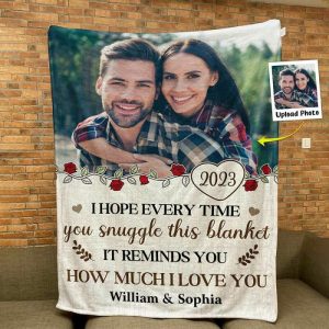 Blankets |   Personalized Picture Blanket With Red Rose Pattern Beautiful Gift For Valentine’s Day Blankets Blankets