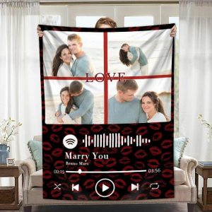 Blankets |   Personalized Picture Blanket With Spotify Code Creative Present For Your Love Blankets Blankets