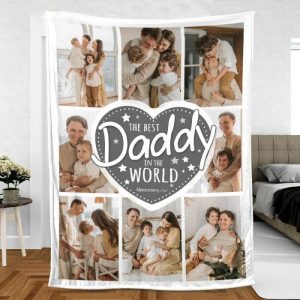 Blankets |   Personalized Picture Blanket With Stars Pattern Warm Gift For Father "The Best Daddy" Blankets Blankets