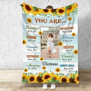 Blankets |   Personalized Picture Blanket With Sunflowers Pattern Interesting Gift For Friend Blankets Blankets