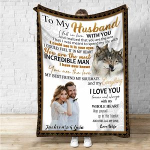 Blankets |   Personalized Picture Blanket With Wolfs Pattern Interesting Gift For Husband Blankets Blankets