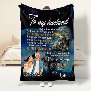 Blankets |   Personalized Picture Blanket Wolfs Pattern Stylish Gift For Husband "My Everything" Blankets Blankets