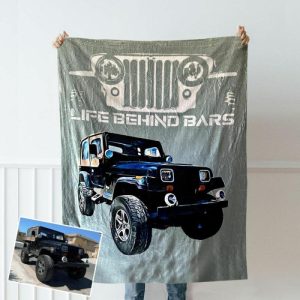 Blankets |   Personalized Picture Jeep Blanket Ingenious Print Style Gift For Brother "Life Behind Bars" Blankets Blankets