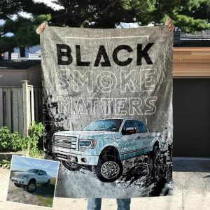 Blankets |   Personalized Picture Truck Blanket Creative Design Present For Him "Black Smoke Matters" Blankets Blankets