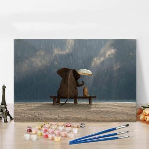 Frames |   Animals In The Rain Paint By Numbers Kits Creative Gift For Kids Frames 24 Colors