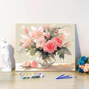 Frames |   Beautiful Floral Paint By Numbers Kits Special Gift For Friend Frames 24 Colors