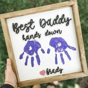 Frames |   Best Daddy Hands Down Kids Handprint Frame Frames burlywood