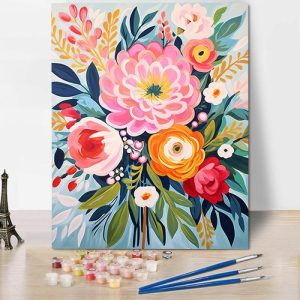 Frames |   Blooming Flowers Paint By Numbers Kits Beautiful Gift For Your Love Frames 24 Colors