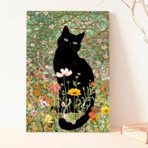 Frames |   Cat In The Flowers Paint By Numbers Kits Funny Gift For Pet Lover Frames 24 Colors