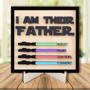 Frames |   Custom 3D Lightsaber Name Wooden Frame Father’s Day Gift Frames blue