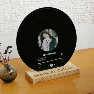 Frames |   Custom Black Acrylic Disc Shape Lettering Photo Frame For Pet Frames Frames