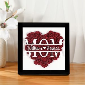 Frames |   Custom Dried Flower Shadow Box With Engraved Name Mother’s Day Gift Frames black