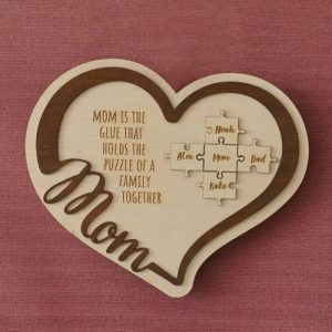 Frames |   Custom Heart Name Puzzle Frame "Mom Is The Glue That Holds The Puzzle Of A Family Together" For Mother’s Day Frames Frames