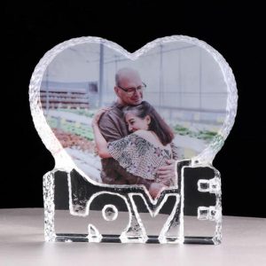 Frames |   Custom Heart Shape Photo Crystal Frame For Lover Frames Frames