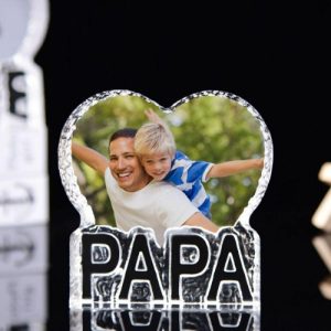 Frames |   Custom Heart Shape Photo Crystal Frame For Papa Frames Frames