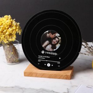 Frames |   Custom Music Spotify Code Black Acrylic Record Photo Frame For Couple Frames Frames