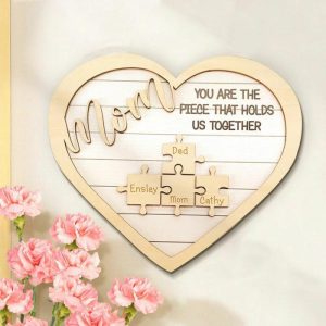 Frames |   Customized Heart Name Puzzle Frame "You Are The Piece That Holds Us Together" For Mom Frames Frames