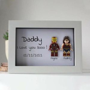 Frames |   "Daddy, I Love You 3000" Personalised Family Superhero Frame White Frames black