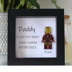 Frames |   "Daddy, I Love You 3000" Personalised Superhero Frame White Frames black