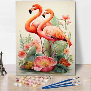 Frames |   Flamingos Paint By Numbers Kits Best Gift For Couples Frames 24 Colors