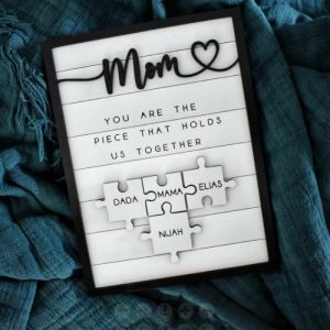 Frames |   Handmade Personalized Wood Mom Puzzle Sign For Mother’s Day Gift Frames Dad