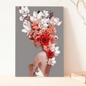 Frames |   Lady Dressed In Flowers Paint By Numbers Kits Beautiful Gift For Family Frames 24 Colors