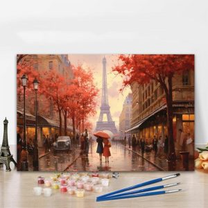 Frames |   Pedestrians Under The Tower Paint By Numbers Kits Best Gift For Couples Frames 24 Colors