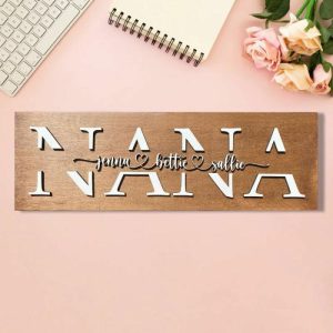 Frames |   Personalized 3D Name Wooden Plaque For Grandmother Frames Frames