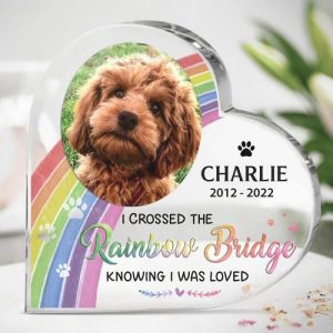 Frames |   Personalized Acrylic Photo Plaque I Crossed The Rainbow Bridge Knowing I Was Loved Memorial Gift For Pet Lover Frames Frames