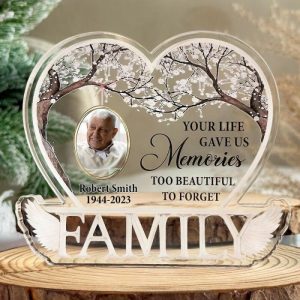 Frames |   Personalized Acrylic Photo Plaque Memories Too Beautiful To Forget Memorial Gift For Family Frames Frames