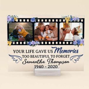 Frames |   Personalized Acrylic Photo Plaque Memories Too Beautiful To Forget Memorial Gift For Parents Frames Frames