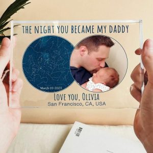 Frames |   Personalized Acrylic Photo Plaque The Night You Became My Daddy With Custom Star Map Meaningful Gift For Dad Frames Frames