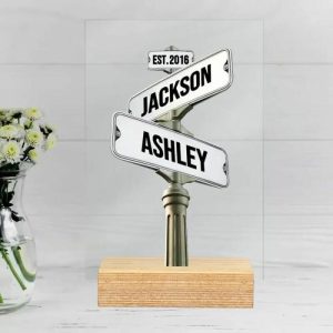 Frames |   Personalized Acrylic Plaque Custom Date Name Street Signs Pattern Design Attractive Gift For Couple Frames Frames