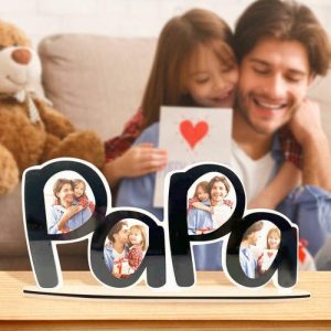 Frames |   Personalized Acrylic Plaque Custom Papa Shape Photos Design Creative Gift For Father’s Day Frames Frames