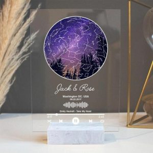 Frames |   Personalized Acrylic Plaque Custom Special Day Star Map With Favorite Song Design Unique Anniversary Gift For Couple Frames Frames