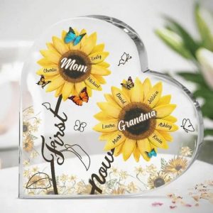 Frames |   Personalized Acrylic Plaque First Mom Now Grandma Blooming Sunflower Design Perfect Gift For Her Frames Frames