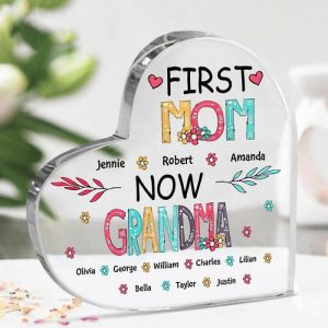 Frames |   Personalized Acrylic Plaque First Mom Now Grandma With Colorful Flower Name Design Perfect Gift For Mother’s Day Frames Frames