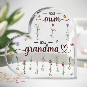 Frames |   Personalized Acrylic Plaque First Mom Now Grandma With Custom Flower Name Great Gift For Mother’s Day Frames Frames