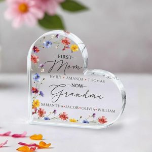 Frames |   Personalized Acrylic Plaque First Mom Now Grandma With Custom Names Flowers Design Great Gift For Mother’s Day Frames Frames