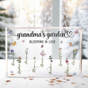 Frames |   Personalized Acrylic Plaque Grandma’s Garden Blooming In Love With Custom Birth Flowers Attractive Gift For Mother’s Day Frames Frames