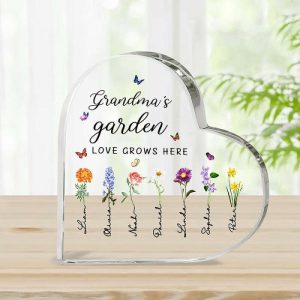 Frames |   Personalized Acrylic Plaque Grandma’s Garden Love Grows Here With Custom Birth Flowers Perfect Gift For Mother’s Day Frames Frames