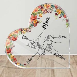 Frames |   Personalized Acrylic Plaque Hand In Hand With Mom Pretty Flowers Design Great Gift For Mother’s Day Frames Frames