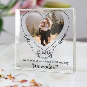 Frames |   Personalized Acrylic Plaque I Want To Hold Your Hand At 80 And Say We Made It Meaningful Gift For Couple’s Anniversary Frames Frames