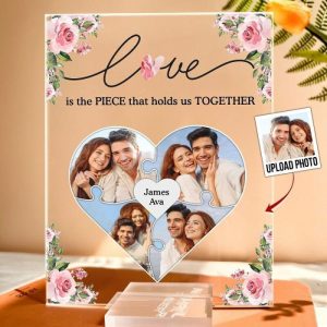 Frames |   Personalized Acrylic Plaque Love Is The Piece That Holds Us Together With Heart Photo Design Attractive Gift For Lover Frames Frames