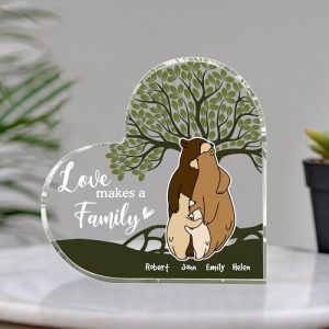 Frames |   Personalized Acrylic Plaque Love Makes A Family With Custom Bear Adorable Gift For Mother’s Day Frames Frames