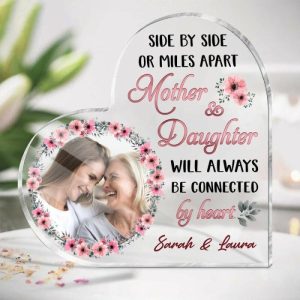 Frames |   Personalized Acrylic Plaque Mother And Daughter Will Always Be Connected By Heart Perfect Gift For Mother’s Day Frames Frames