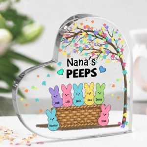 Frames |   Personalized Acrylic Plaque Nana’s Peeps With Custom Cute Colorful Bunnies Name Creative Design Perfect Gift For Family Frames blue