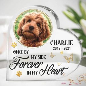 Frames |   Personalized Acrylic Plaque Once By My Side Forever In My Heart With Heart Shaped Design  Memorial Gift For Pet Lover Frames Frames