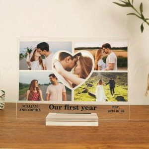 Frames |   Personalized Acrylic Plaque Our First Year With Custom Heart Photo Design Perfect Gift For Lovers Frames Frames